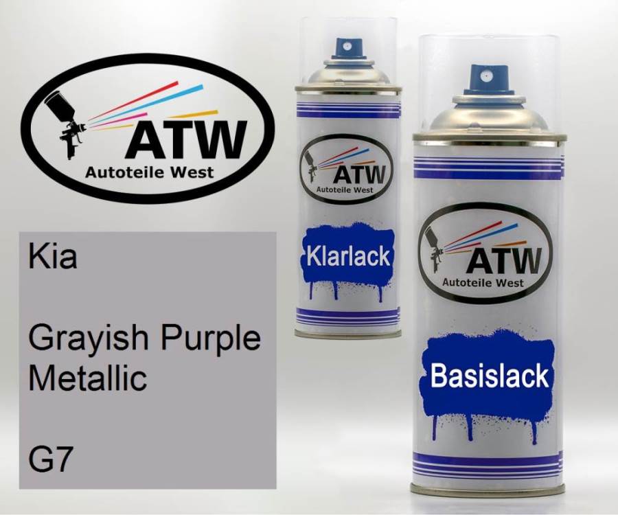 Kia, Grayish Purple Metallic, G7: 400ml Sprühdose + 400ml Klarlack - Set, von ATW Autoteile West.
